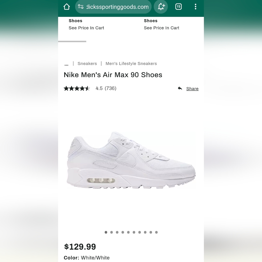 mens nike air max 90 triple white